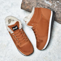 Botas De Hombre Invierno Casuales Confortables Con Peluche Plush Suela De Goma Botines De Nieve Tacón Bajo Cordones round Toe - details 7