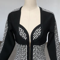 Vestido Bandage De Encaje Negro Para Mujer Manga Larga V-Neck Bodycon Elegante Con Cierre De Cremallera Ajustado Cintura Imperio BA351 - details 8