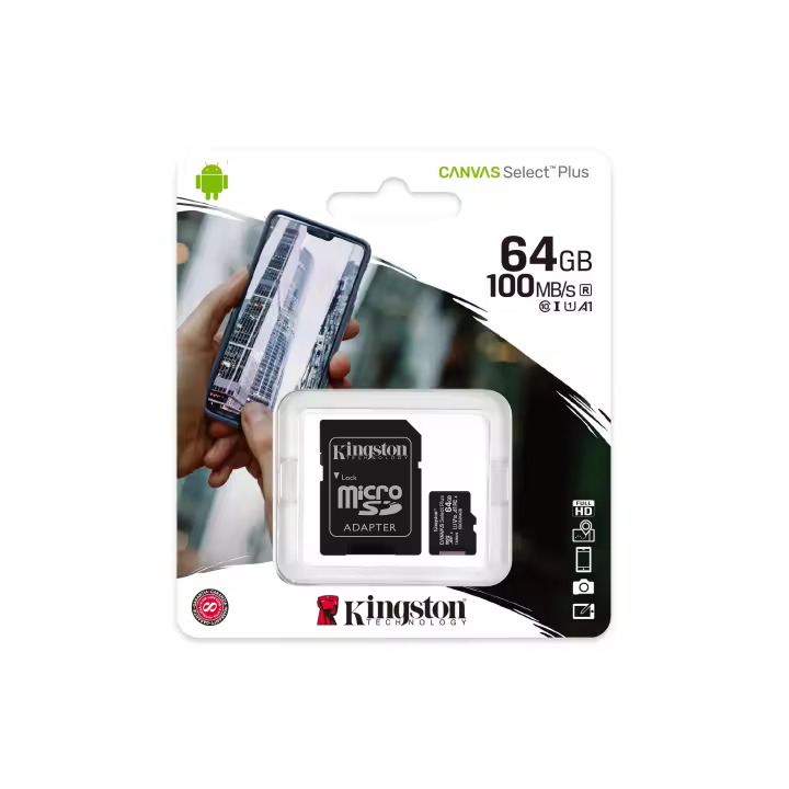 Tarjeta Memoria 64GB Kingston MicroSD Canvas Select - 1