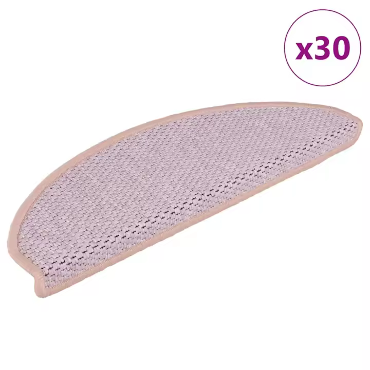 vidaXL Alfombra autoadhesiva escalera sisal 30uds 65x21x4cm color rojo - 1