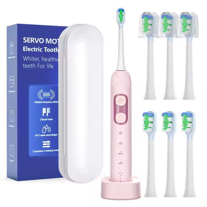 Cepillo De Dientes Eléctrico Sarmocare Con 6 Cabezas Intercambiables IPX7 Impermeable Para Adultos Bricles De Dureza Media - 1