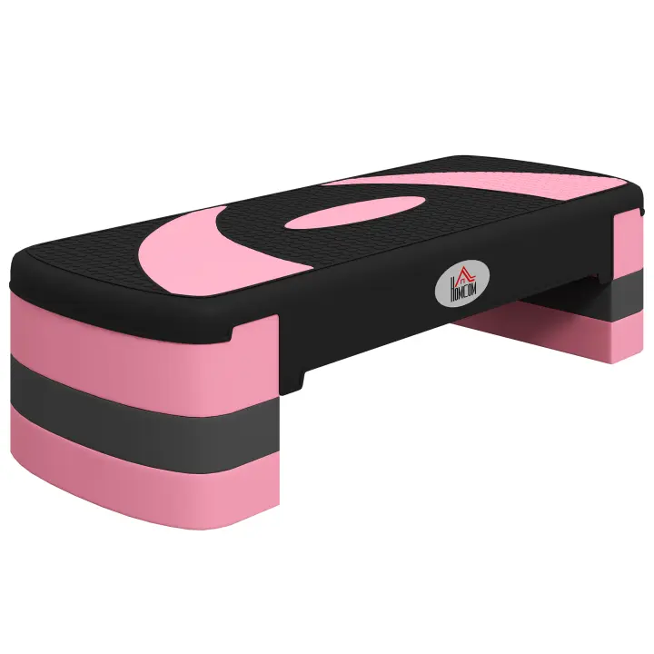HOMCOM Step Board Stepper aeróbico Altura Regulable con 3 Niveles (10/15/20 cm) Bicicleta estática Fitness para Interior Exterior Capacidad de Carga hasta 150 kg 80 x 31 x 10-20 cm - 1