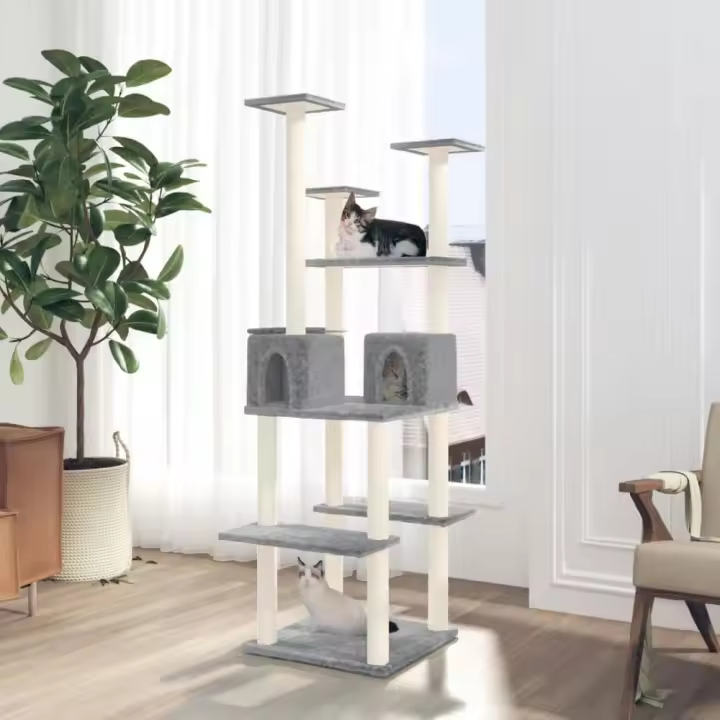 vidaXL RASCADOR PARA GATOS CON POSTES DE SISAL GRIS CLARO 167 CM - 1