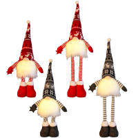 Muñeca Luminosa De Piernas Largas Sin Cara Con Pantalones Rayados Y Colgante De Santa Claus Figura De Navidad Para Decoración Del Hogar - details 15