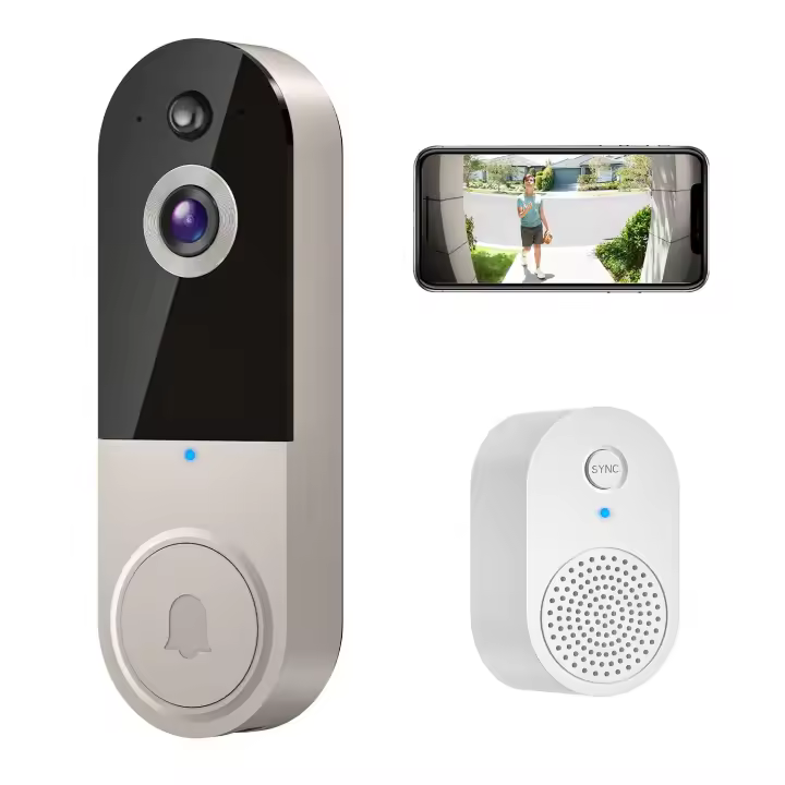 Cámara de timbre inalámbrico 1080P, Cámara de timbre con timbre, detección Humana con AI, Audio bidireccional, Vista En Vivo FHD, Visión Nocturna, Wi-Fi 2,4G, almacenamiento en el - 1