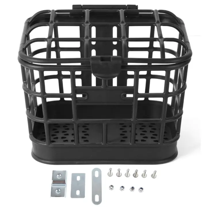 Cesta De Bicicleta Frontal Grande Capacidad Antirrobo Material PC Negro Desmontable Con Tapa Para Bicicleta Eléctrica - 1