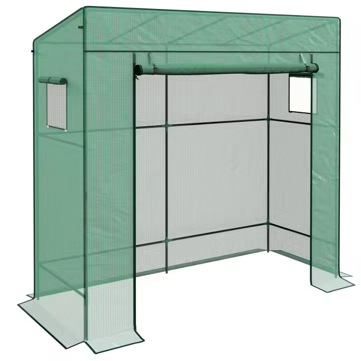 Outsunny Invernadero Pequeño Invernadero de Exterior con Ventanas de Malla y Puerta con Cremallera Invernadero para Cultivar Tomates Plantas Flores 196x77x197 cm - 1