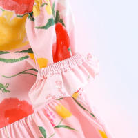 Vestido De Verano Para Bebé Niña Con Estampado Floral Y Manga Burbuja Vestido De Princesa De Algodón Con Cuello Cuadrado Lindo Vestido Corto Para Niñas De 1-2 Años - details 8