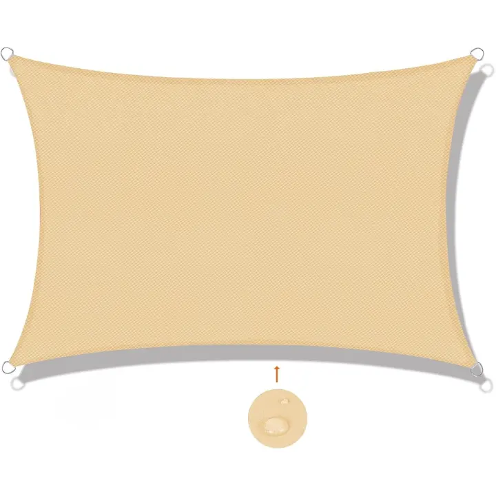 Toldo Sombrilla impermeable de 2x3 m, rectangular, Viento resistente, Protección UV para patio, Jardín, exterior, Terraza, Color Arena - 1