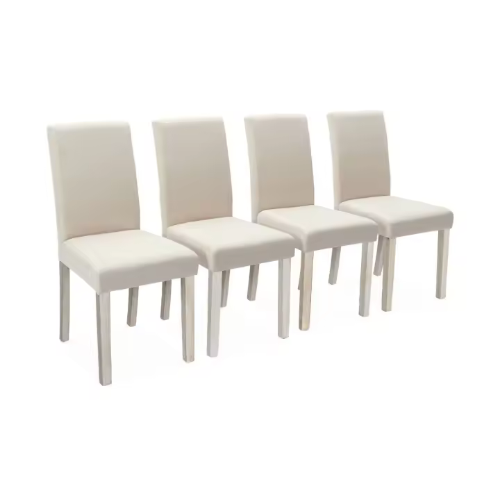 Silla de tela con patas de madera, set de 4 - 1