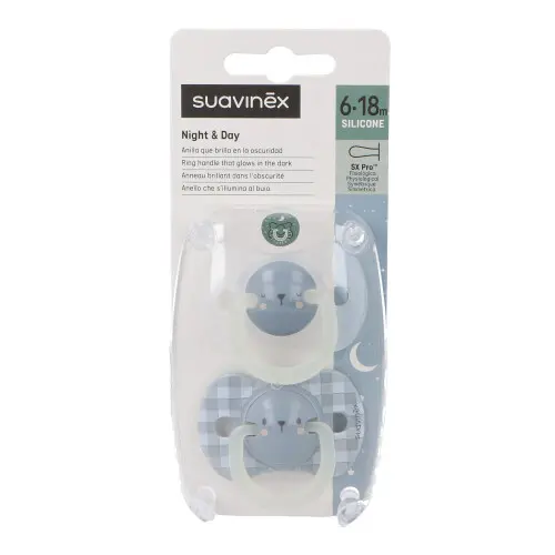 Suavinex Chupete Noche Fisio 6-18 Meses 2 Unidades - 1