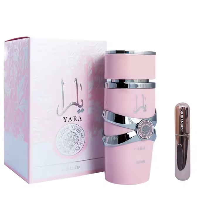 Yara rosa, Lattafa Oud, perfume árabe (ORIGINAL) para mujer, de larga duración, 100 ml+REGALO Atomizador 5ML DRIKANBEST Recargable - 1