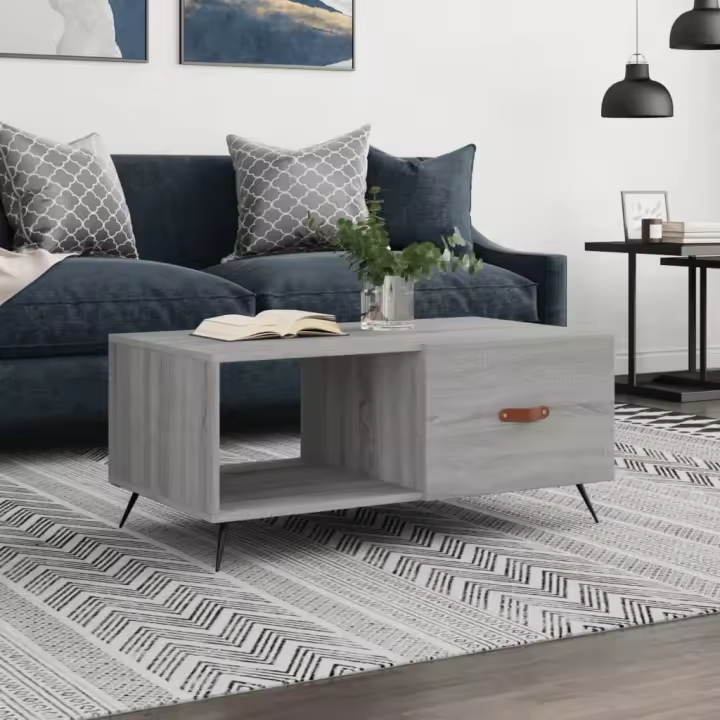 vidaXL Mesa de centro madera contrachapada gris Sonoma 90x50x40 cm - 1
