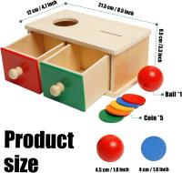 Juguete Montessori Caja De Monedas De Madera Con Juego De Bolas Y Puzzle Doble Cajón Regalo Educativo Para Bebés De 2 a 6 Años - details 24