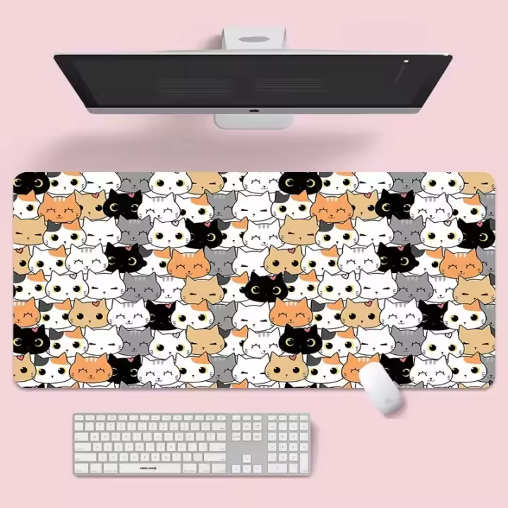 Alfombrilla De Ratón De Juego Con Diseño De Gato Lindo Grande Alfombrilla Para Escritorio Resistente Al Agua Antideslizante Para Adultos - 1