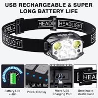 Linterna Frontal LED Recargable 1200 Lumen Con Sensor De Movimiento Impermeable Para Camping Al Aire Libre Pesca 360° Ángulo De Haz - details 3
