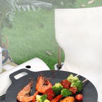 Sartén De Asado Redonda Aluminio No Adherente Para Barbacoa Y Frying Pánuelo De Sartén Para Grill Top Griddle Pan BBQ Al Aire Libre Placa De Barbacoa De Hierro Fundido - details 0