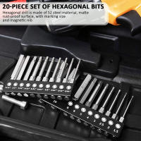 Juego De 20 Piezas De Brocas De Destornillador Allen Con Cabeza Hexagonal De Acero S2 Set De Brocas De Quick Release Con Mango Magnético Para Herramientas De Reparación Y Mantenimiento - details 5