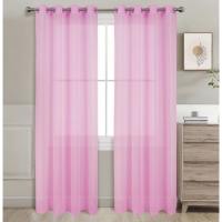 Cortina Transparente 2 Hojas Cortina Translucida de Dormitorio Moderno 8 Ojales Color Puro Visillo Decorativo para Ventana Salón Cuarto Dormitorio Comedor Cocina Oficina 140x220cm 7915 - details 2