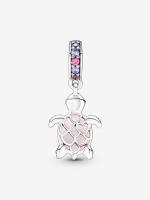 Pandora - Charm Colgante de Tortuga Marina Rosa de cristal de Murano - Plata de Lei - details 0