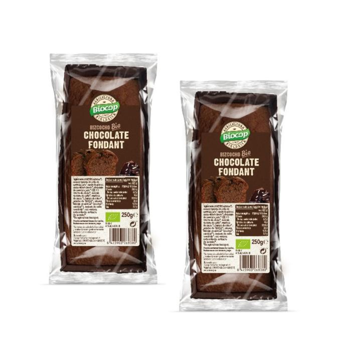 Bizcocho chocolate fondant  Packs 2  Bio  Textura esponjosa y un sabor intenso  Biocop
