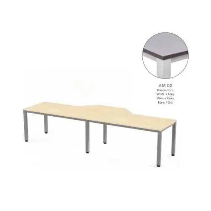 MESA EN FORMA DE L EXECUTIVE DE ROCADA 360x120x80 COLOR BLANCO/GRIS - 1