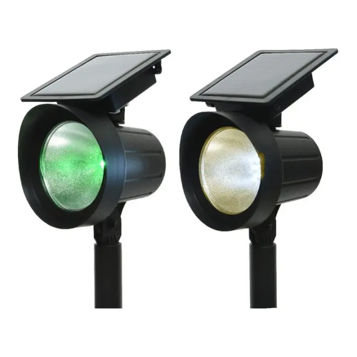 Conjunto 2 Estacas Proyector Solares LED 25lm Luz Multicolor (8 Colores) 11x13x42,5cm - 1