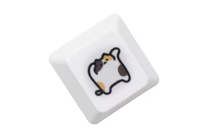 Keycap De Gato Calico Lindo Para Teclado Mecánico De Juego Con Estilo Meme Color Naranja Blanco Negro Subido Por Dye Compatible Con Stems MX - 1