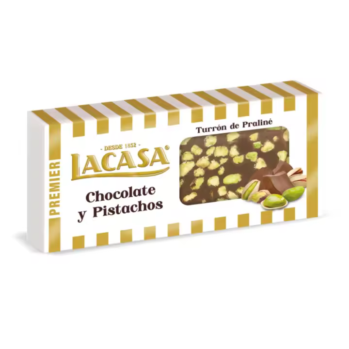Lacasa Turrón de Chocolate y Pistachos 225 G - 1