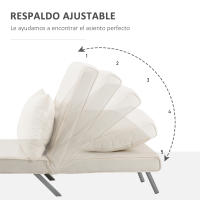 HOMCOM Sofá Cama Individual Sillón Cama Individual Sillón Reclinable con Almohada para Salón Dormitorio Oficina Carga 100 kg 65x69x80 cm Crema - details 0