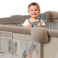 DeFieltro Parque Infantil Bebe del BOSQUE 120x120 - Corralito Bebe con Malla de Animales Transpirable - Corral Plegable Baby ANTIDESLIZANTE Alfombra Acolchada + 2 Anillas (Bosque) - details 3