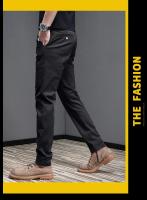Pantalones Casuales Para Hombre Primavera Verano Algodón 97.8% Elásticos Moda Coreana Ajustados Gris Negro Caqui Pantalones De Cintura Media - details 8