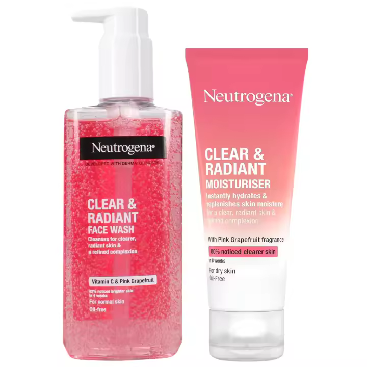 Neutrogena Clear & Radiant Set Cuidado Facial Pack de 2 Productos (Crema Hidratante Facial Con Pomelo Rojo Sin Aceite 50ml, Gel Limpiador 200 ml) - 1