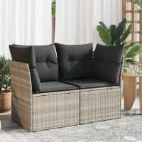 vidaXL Sofá de jardín con cojines 2 plazas ratán sintético en color Gris claro/Beige/Negro y más | acolchados duraderos para sofás de jardín terraza exterior - details 0