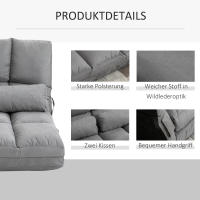 Silla de suelo 2 en 1 Silla de suelo y Cama con respaldo, regular en 3 posiciones, juguete de asiento de terciopelo gris y Maple, 102x73x60cm - details 1