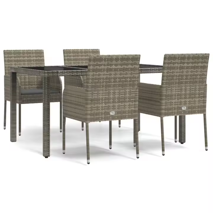 vidaXL Set comedor de jardín 5 piezas con cojines ratán sintético gris - 1