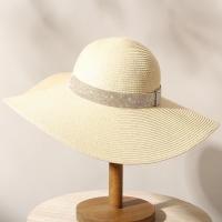 Sombrero De Sol Para Mujer Y Hombre Color Sólido De Moda Con Rhinestone 14cm Grande Paja Resistente Al Sol Plegable Para Playa Y Viajes - details 22