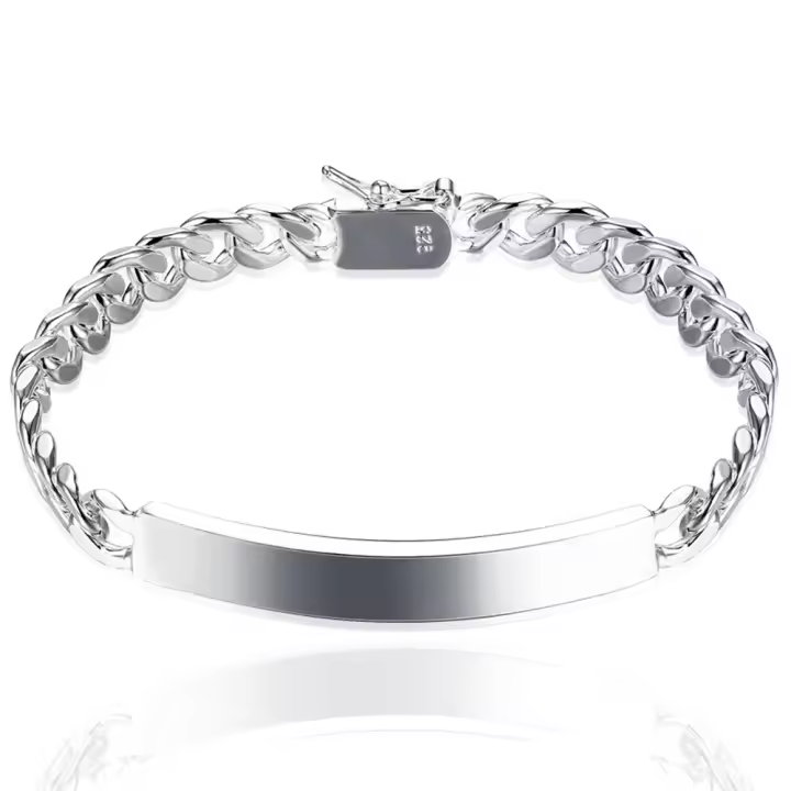 925 Sterling Silver Geometry 8mm Chain Bracelet for Men Women Jewelry - 1