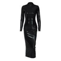 Vestido Midi De Talla Fina Dulzura Para Mujer Elegante Y Moderno De Manga Larga En Color Negro Estilo Club Y Fiesta Otoño 2024 - details 7