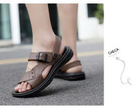 Sandalias De Verano Para Hombre PU Cuero Tacones Medios Antideslizantes Abierta Delante Zapatillas De Playa Cierre De Hebilla - details 17