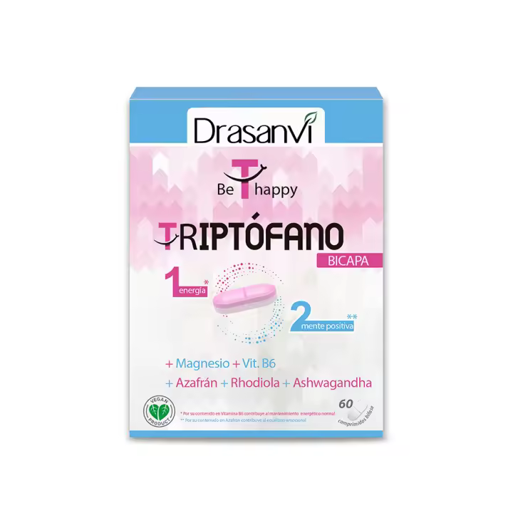 DRASANVI - Triptófano Bicapa para la Ansiedad, Cansancio e Insomnio - 60 Comprimidos - 1