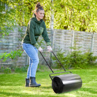 Outsunny Rodillo para Césped Ancho 58cm Ø32cm Rodillo de Césped de 38L Relleno de Arena o Agua con Mango en U para Jardín Granja Negro - details 1