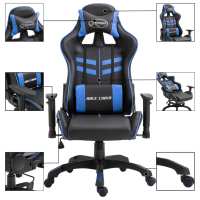 vidaXL Silla de gaming de cuero sintético azul - details 1
