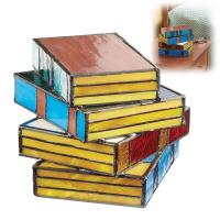 Lámpara Creativa De Libros Pila De Vidrio Estampado Para Escritorio Decoración De Resina Y Plástico Luz Nocturna Adorno De Mesa Regalo De Fiesta En Casa - details 0