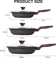 Inducción Juego de sartenes with Mango Hot resistant Granite Sartén para tortillas sin PFOA Mármol Katería de Cocina 20cm 24cm 28cm - details 2