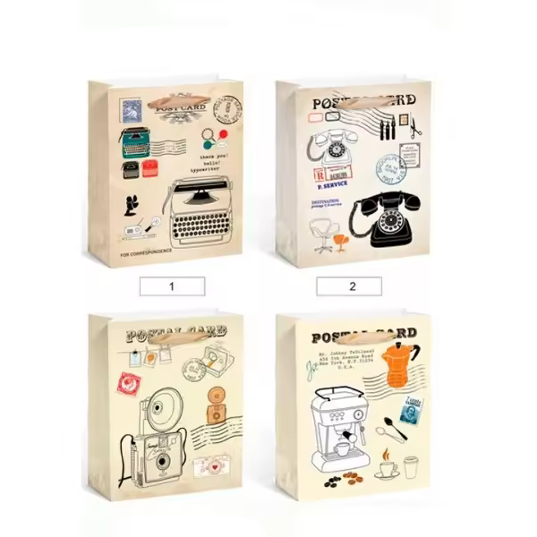 Disok Lote de 12 Bolsas de Regalo Papel Post Card - Diseño Atractivo - 1