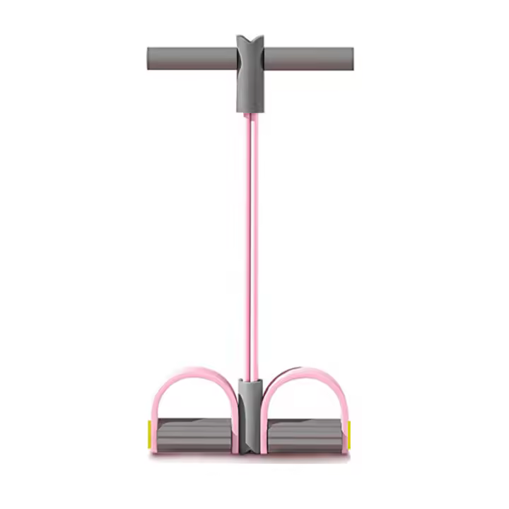 Banda De Resistencia 4-Tubo Para Yoga Pedal Puller Bandas Elásticas De Entrenamiento De Fitness Para Abdomen Cintura Brazos Color Rosa Y Gris Unisex - 1