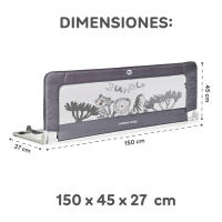 ms - Barandilla de Seguridad para niños portávtil, Barrera de Cama de Viaje, Plegable y portátil, fijación Segura, 150 Cm, Blanco. - details 2