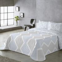 UNIFABRIC HOME TEXTIL  Colcha Bouti Primavera Verano Reversible Color Azul Mod.Azura Cama 90 ,105,135 y 150  Ligeras y Suaves ,Incluye fundas de cojín,Termosellada No hace bolitas y facil planchado - details 0