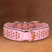 Collar De Cuero Genuino Para Perros Grandes Y Medianos Con Estacas Ajustable Para Rottweiler Algodón De Larga Duración Resistente Para Aleman Shephard Bulldog - details 6